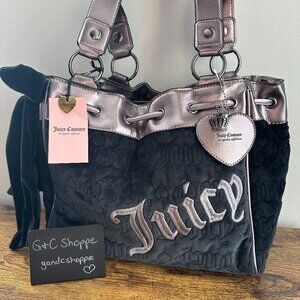 New Juicy Couture Vintage Dreams Tote Daydreamer Black Metallic Viral Bag